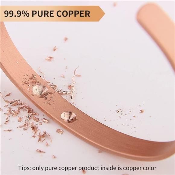 Copper Bracelet for Men and Women, 99.9% Pure Copper Magnetic Bangle - Picture 3 of 6